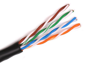 Black FTP Cat6A Cable , Unshielded Cat 6 Network Cable 8 Conductors