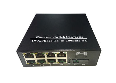 8 Ethernet Fiber Optic Media Converter Simplex SC Port Black Color